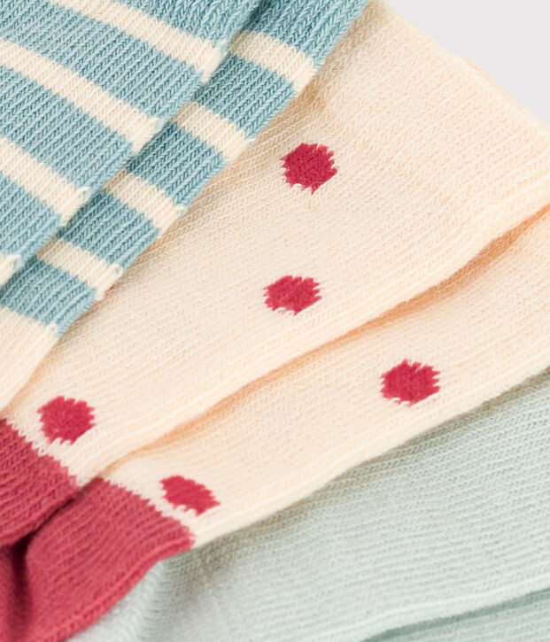 Set van 3 paar babysokken met stippen in katoenjersey multicouleur