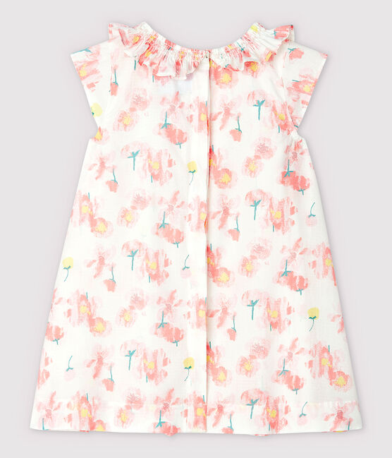 Robe manches courtes en popeline bébé fille blanc MARSHMALLOW/blanc MULTICO