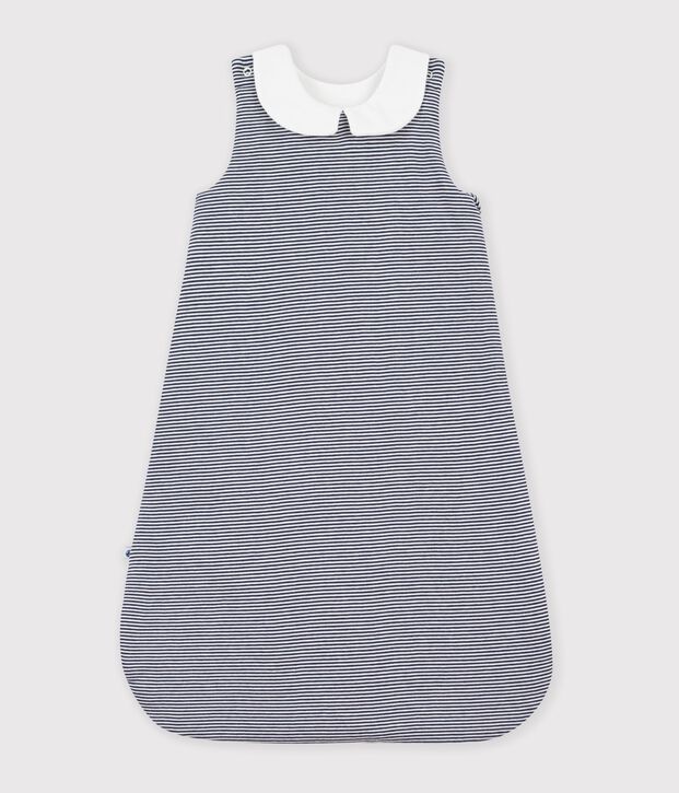 Katoenen babytrappelzakje met streepjesprint TOG 2 blauw/wit