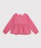 Blouse enfant en coton manches longues &agrave; rayures rose/rose