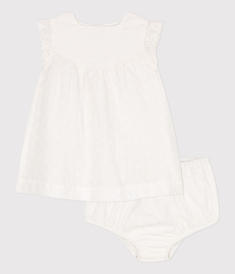 Robe b&eacute;b&eacute; avec bloomer en broderie anglaise blanc