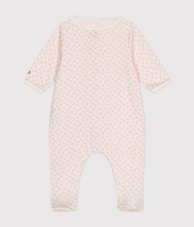 Katoenen babypyjama met bloemenprint wit/roze