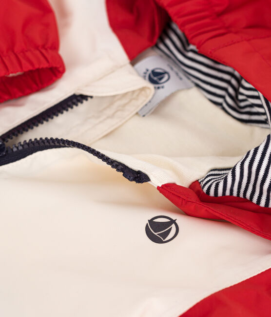 Windjack met colorblock en voering met tinneroy-streepje voor baby's rood AURORA/ MULTICO