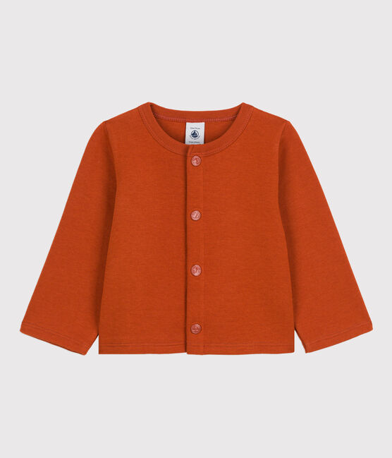 Cardigan bébé uni en jersey épais marron RUSTY