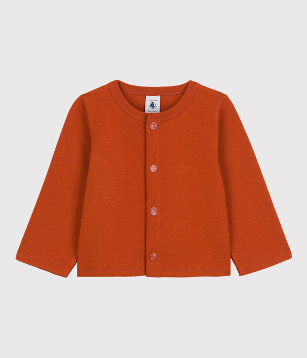 Cardigan b&eacute;b&eacute; uni en jersey &eacute;pais marron