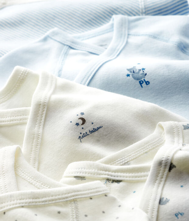 Lot de 5 bodies crois&eacute;s manches longues b&eacute;b&eacute; en coton biologique multicouleur