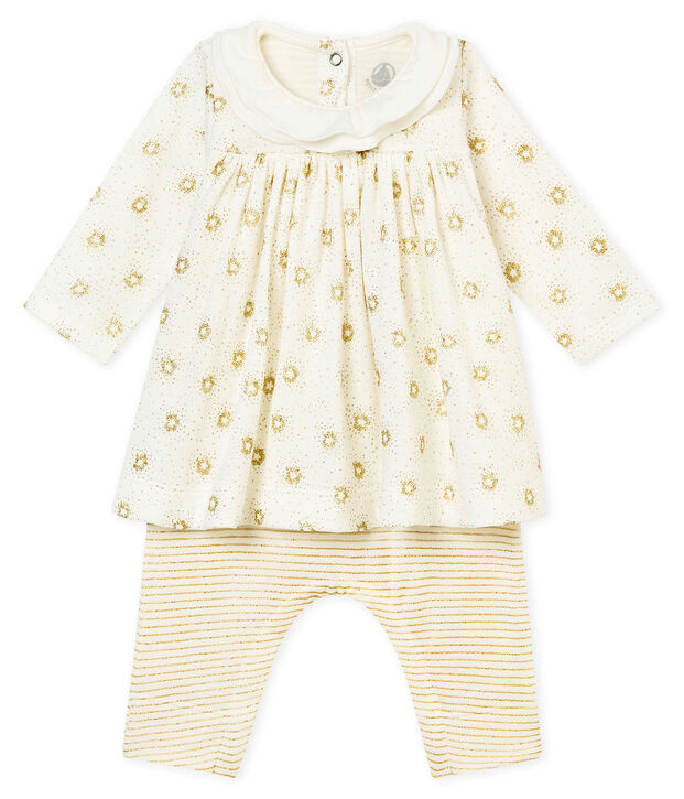 Jurk met legging voor babymeisjes wit/geel