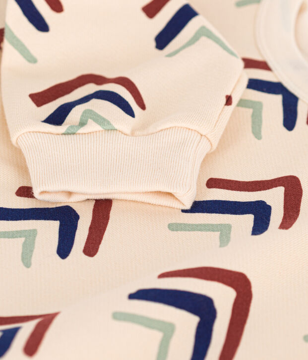Sweatershirt met print in molton voor kinderen ecru/multicouleur