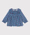 Fluwelen babybloesje met lange mouwen en appeltjesprint blauw ADRIATIC/ MULTICO