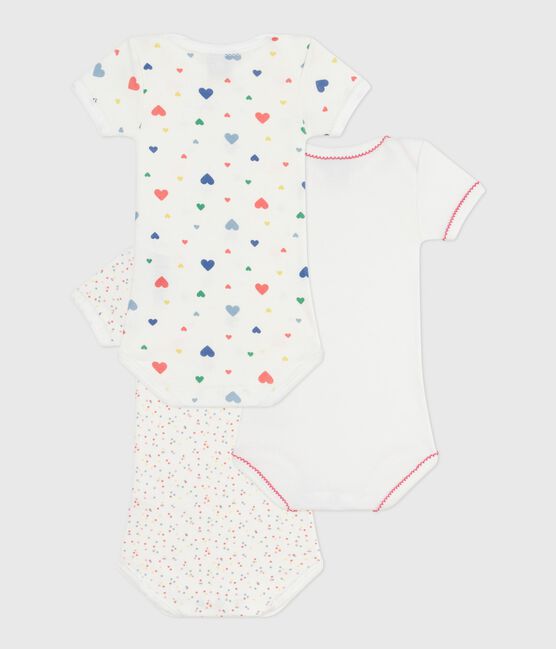 Setje van katoenen babybody's met korte mouwen en hartjesprint variante 1