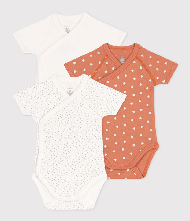 LOT DE 3 BODIES MANCHES COURTES B&Eacute;B&Eacute; EN COTON multicouleur