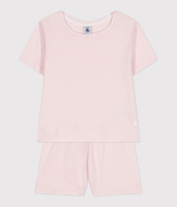Pyjama short enfant en coton rose clair