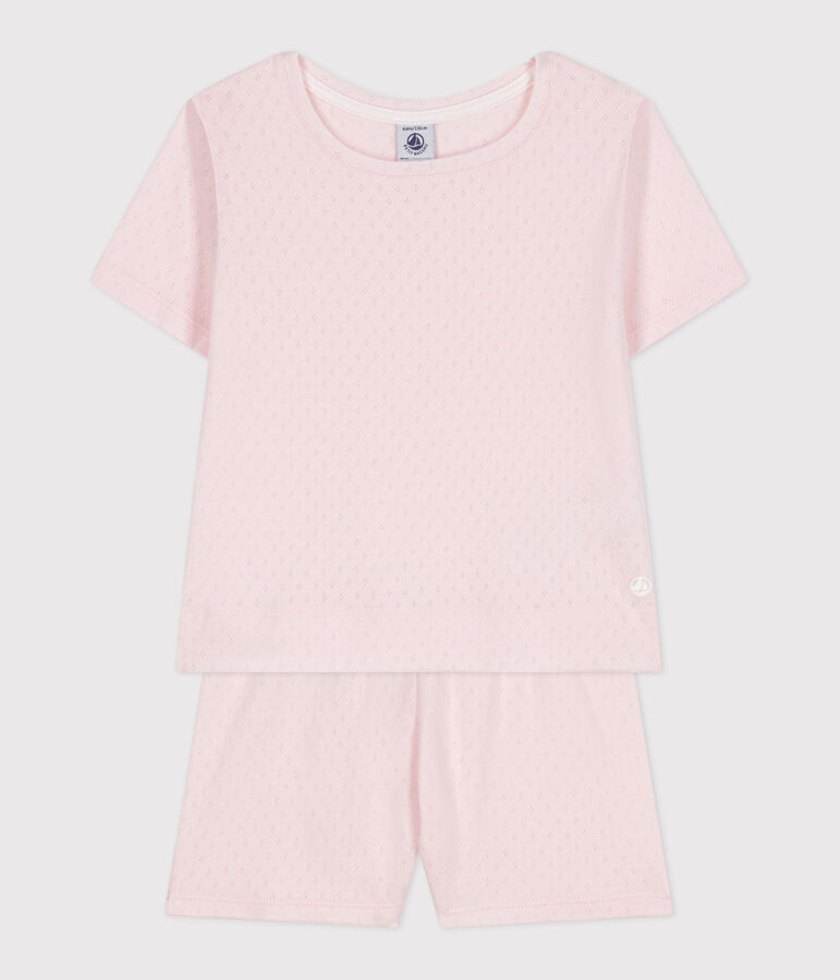 Pyjama short enfant en coton rose