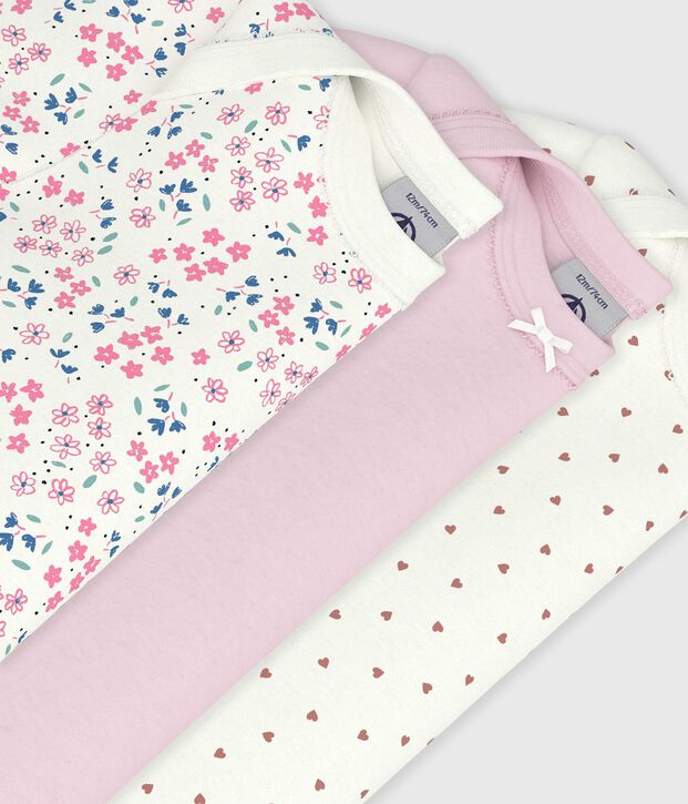 Setje van katoenen body's met korte mouwen en bloemenprint multicouleur