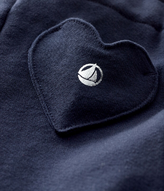 Legging b&eacute;b&eacute; fille en molleton bleu marine