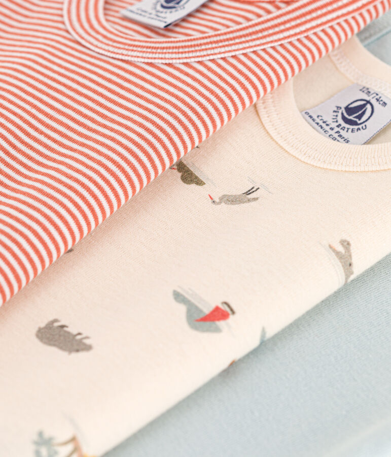 Set van 3 katoenen body-tanktops met dierenprint multicouleur