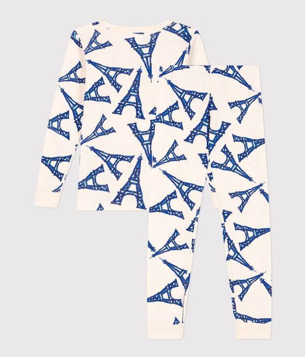 Aansluitende katoenen pyjama voor meisjes/jongens ecru/multicouleur