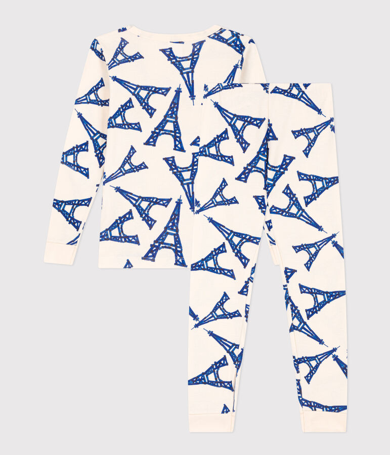 Pyjama ajust&eacute; en coton enfant &eacute;cru/multicouleur