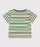 Katoenen T-shirt met korte mouwen en streepjes voor baby's groen PALMERAIE/ AVALANCHE