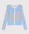 Effen katoenen damesvest wit MARSHMALLOW/blauw PERSE