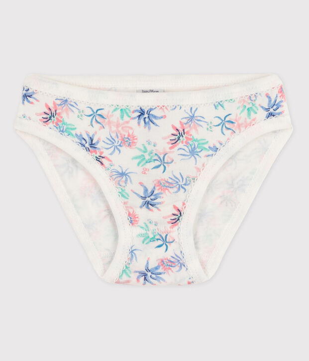 Culotte petite fille en coton blanc/multicouleur