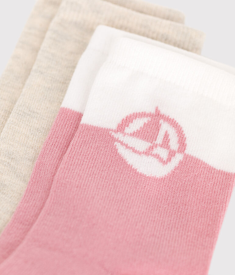2 paires de chaussettes enfant fille en coton logo multicouleur