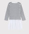 Robe manches longues enfant fille blanc MARSHMALLOW/ SMOKING ARGENT BRILLANT