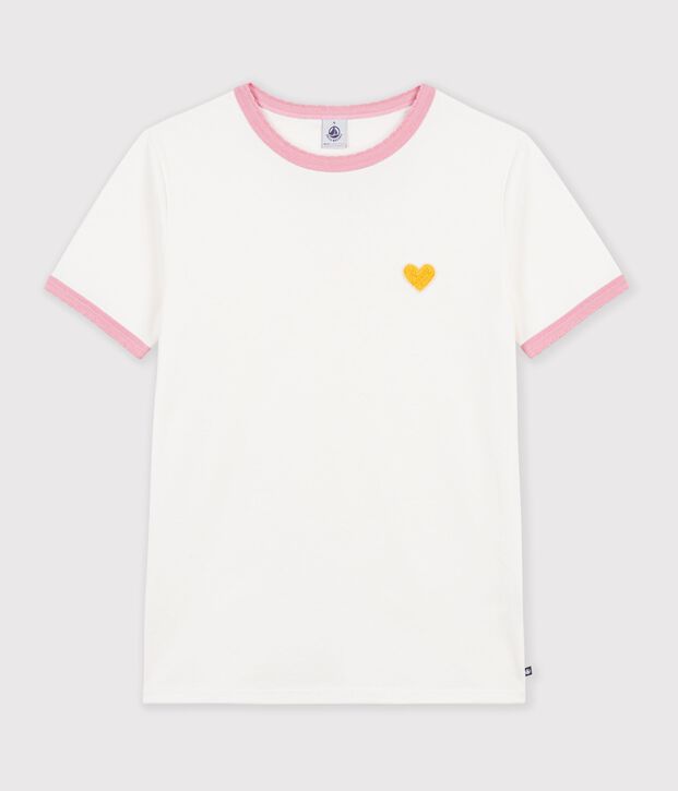 Dames-T-shirt van effen katoen met korte mouwen wit