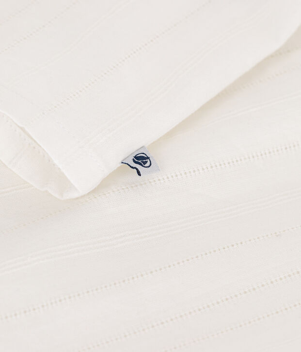 Blouse enfant en coton manches courtes unie blanc