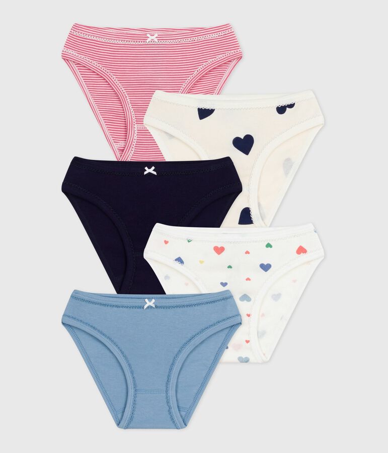 Setje met katoenen onderbroekjes met hartjesprint voor kinderen multicouleur