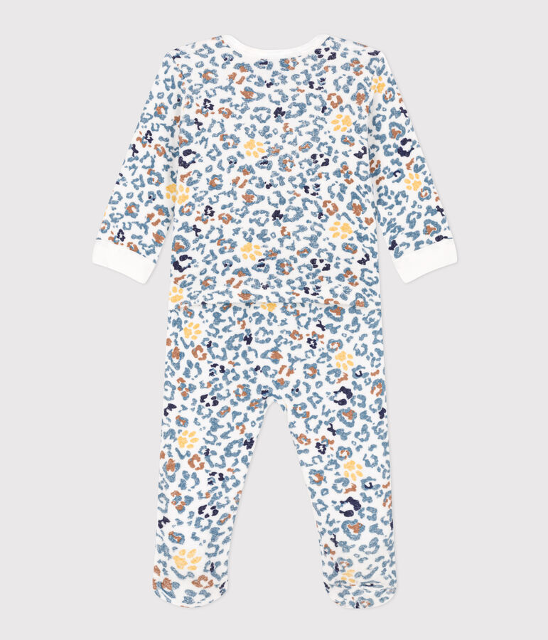 Pyjama b&eacute;b&eacute; en bouclette &eacute;ponge blanc/multicouleur