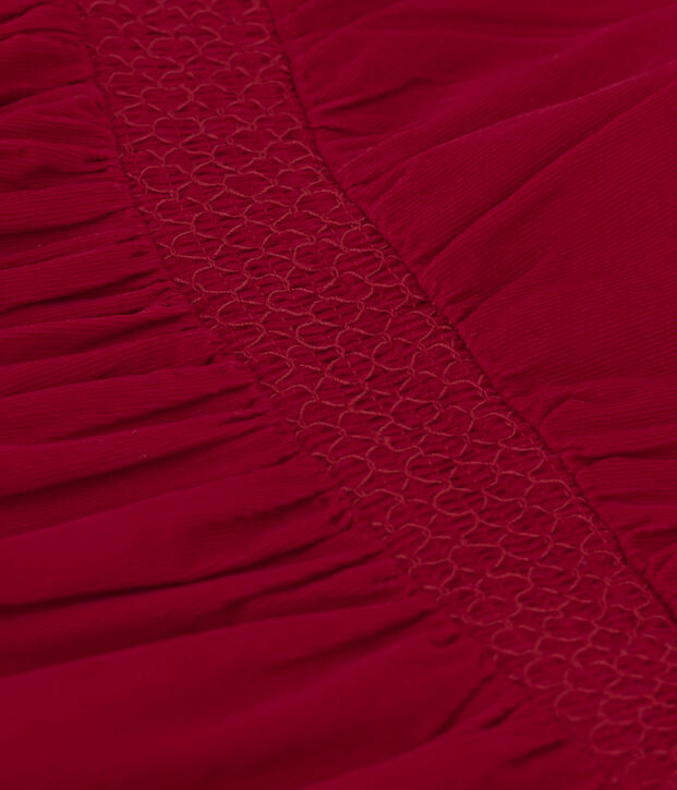 Robe manches longues en velours uni enfant fille rouge