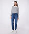 Gestreepte katoenen marinetrui voor dames wit MARSHMALLOW/blauw SMOKING
