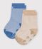 2 paires de chaussettes b&eacute;b&eacute; en coton antid&eacute;rapantes multicouleur