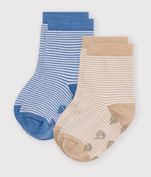 2 paires de chaussettes b&eacute;b&eacute; en coton antid&eacute;rapantes multicouleur