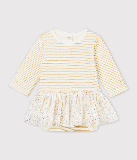 Body robe bébé fille blanc MARSHMALLOW/jaune DORE