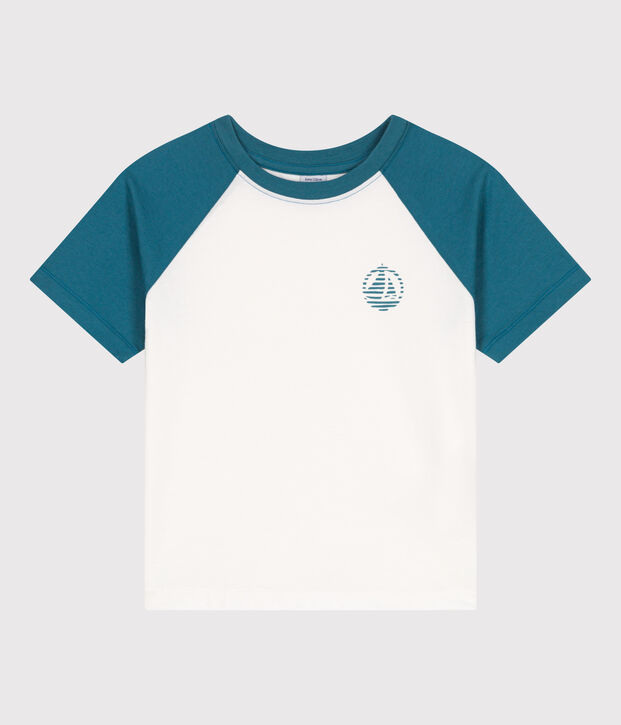Tee-shirt enfant en coton manches courtes imprim&eacute; vert/vert