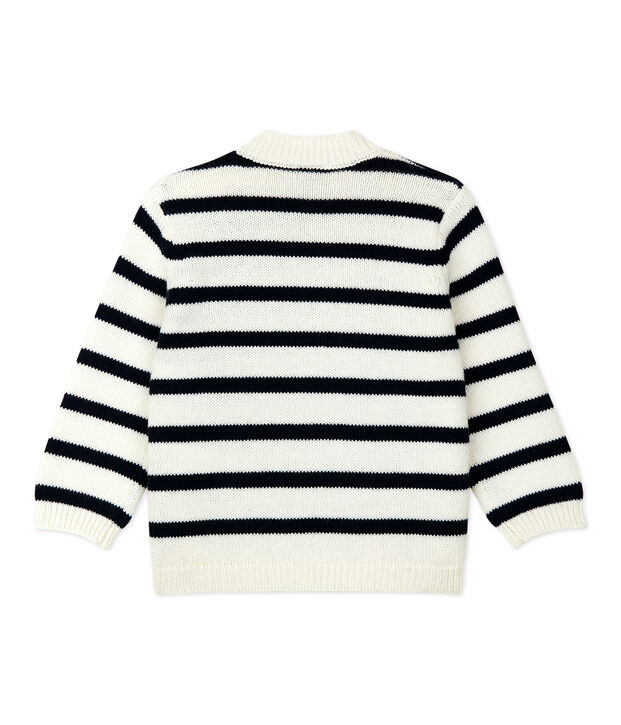 Trui van wol en katoen baby. wit/blauw