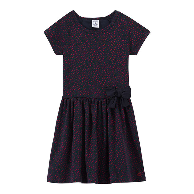 Meisjesjurk met stippen wit/groen/multicouleur