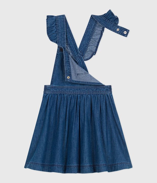 Robe enfant salopette en denim bleu