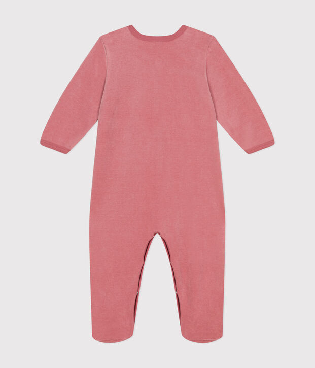 Pyjama en velours b&eacute;b&eacute; rose