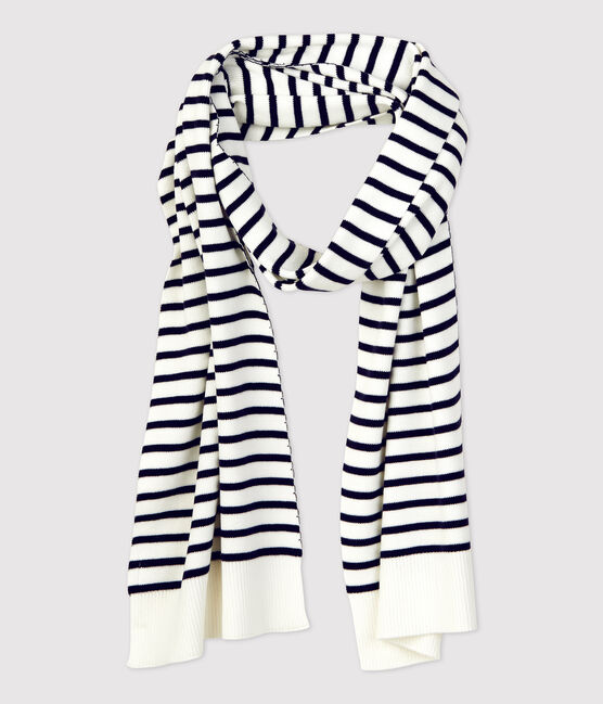 Echarpe rayée en coton Femme/Homme blanc MARSHMALLOW/bleu SMOKING