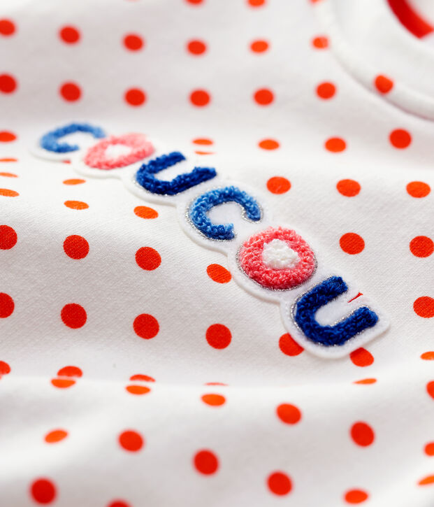 Sweatshirt en molleton b&eacute;b&eacute;. blanc/orange