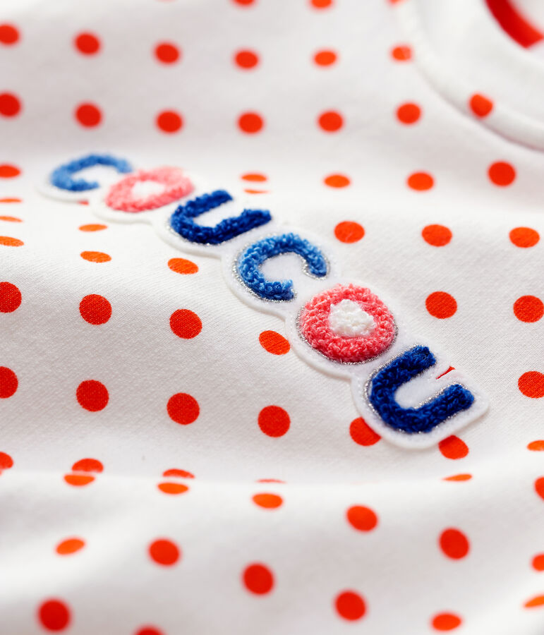 Sweatshirt van molton baby. wit/oranje