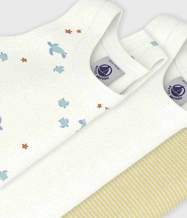 Lot de bodies sans manches en coton imprim&eacute; tortues b&eacute;b&eacute; multicouleur