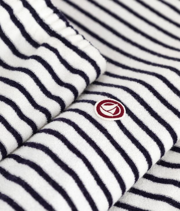 Gestreepte damespyjama van katoenen badstof blauw/blauw