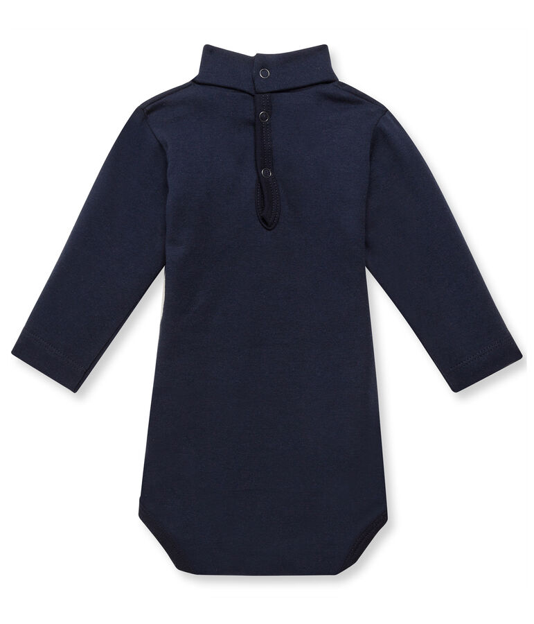 Babybody met rolkraagje blauw SMOKING