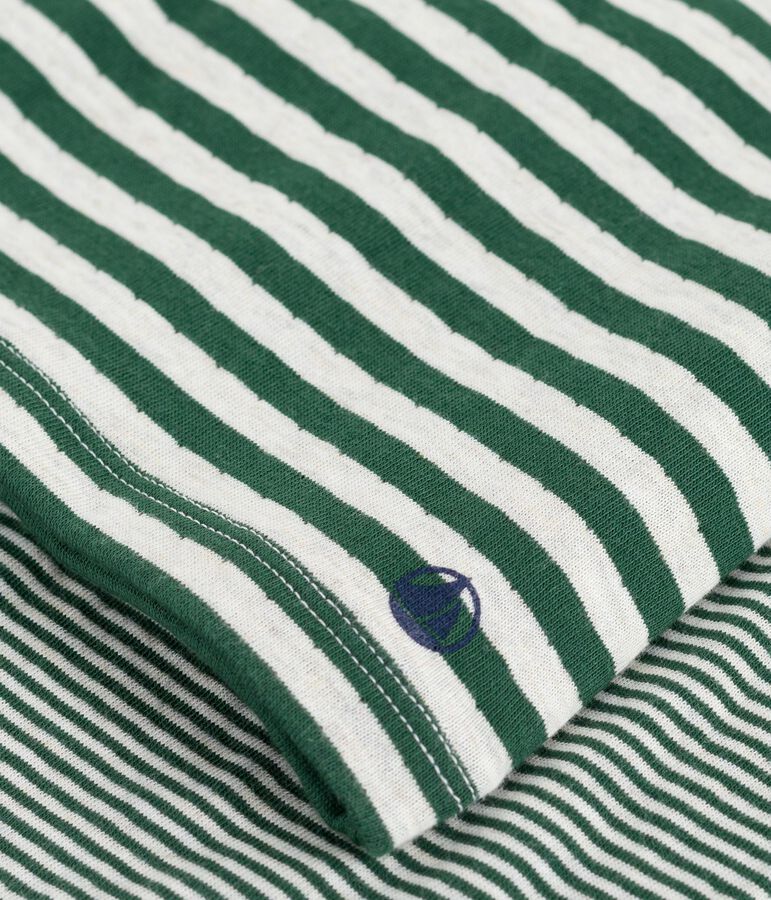 Gestreepte kinderpyjama in tubic groen/beige