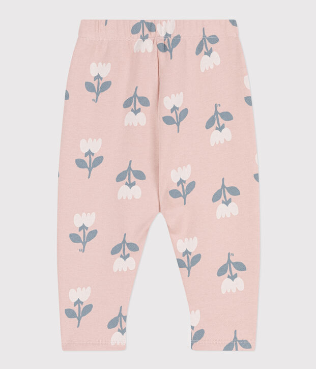 Broek in molton met print voor baby's roze/multicouleur