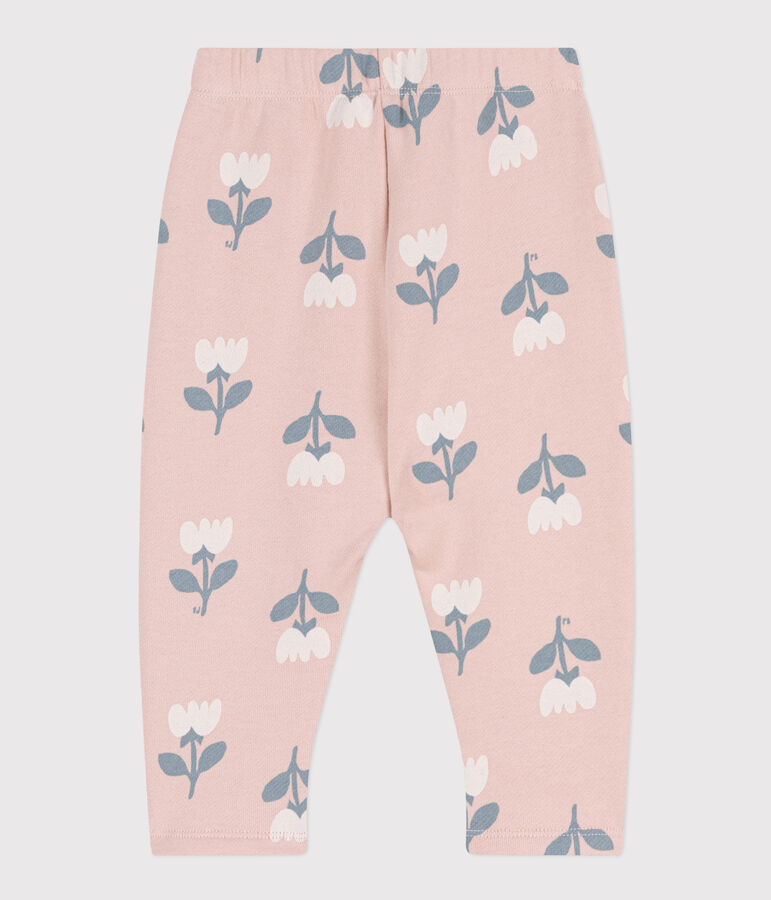 Broek in molton met print voor baby's roze/multicouleur